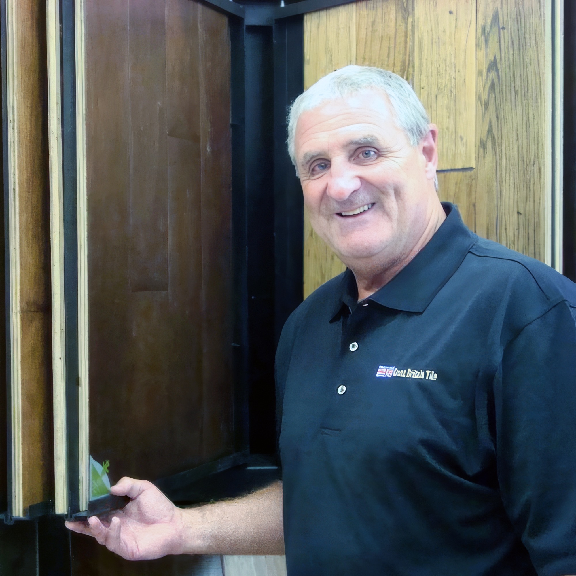 George Clamp in the Great Britain Tile showroom