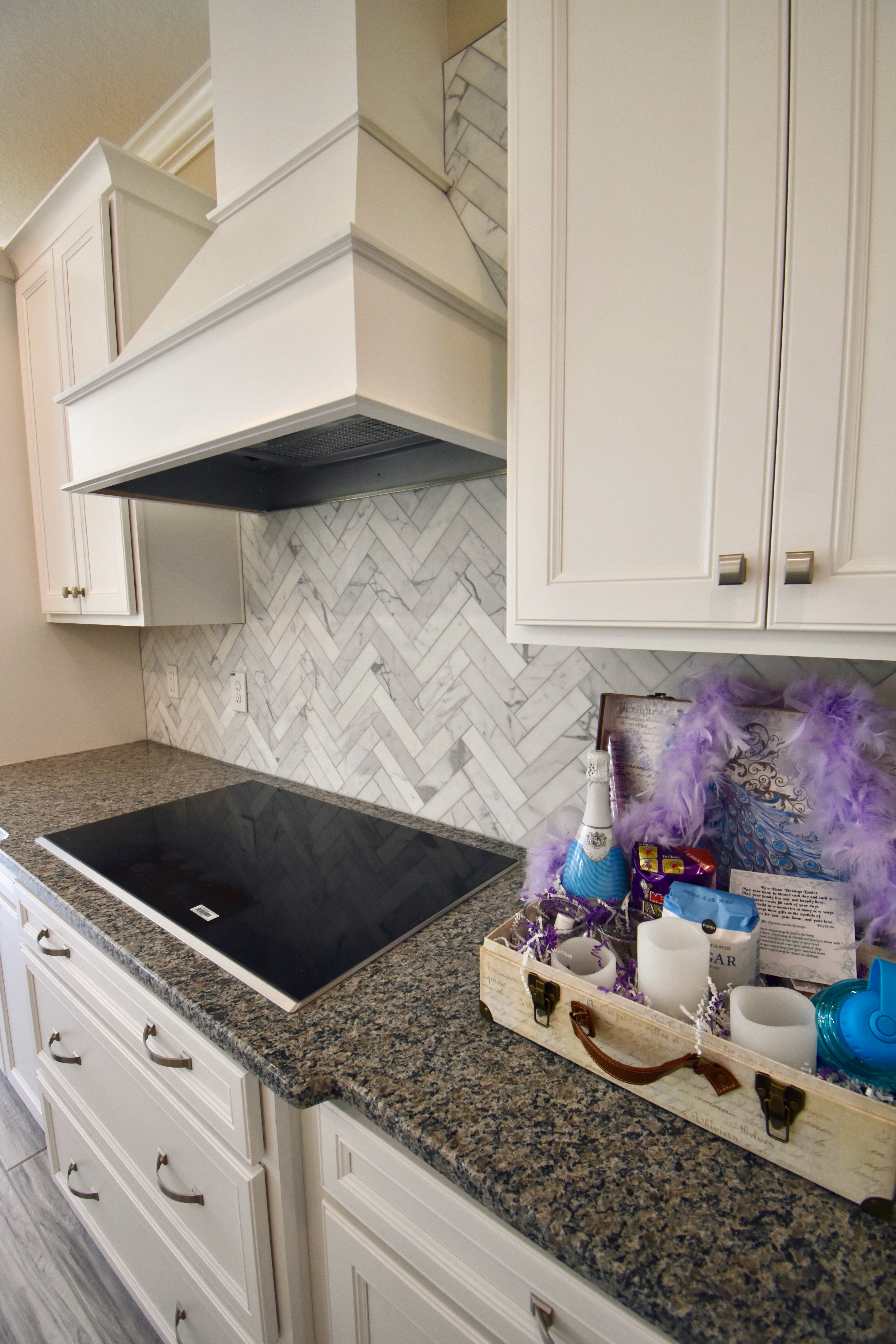 Calcatta Marble 2x8 Herringbone Pattern